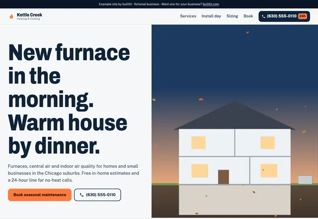 Kettle Creek Heating & Cooling, example site