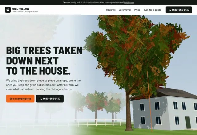 Owl Hollow Tree Service, example site