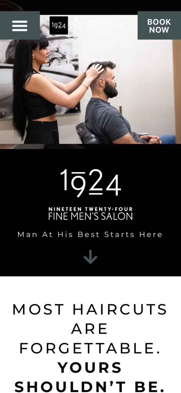 1924 Fine Men's Salon - Barrington website on a phone