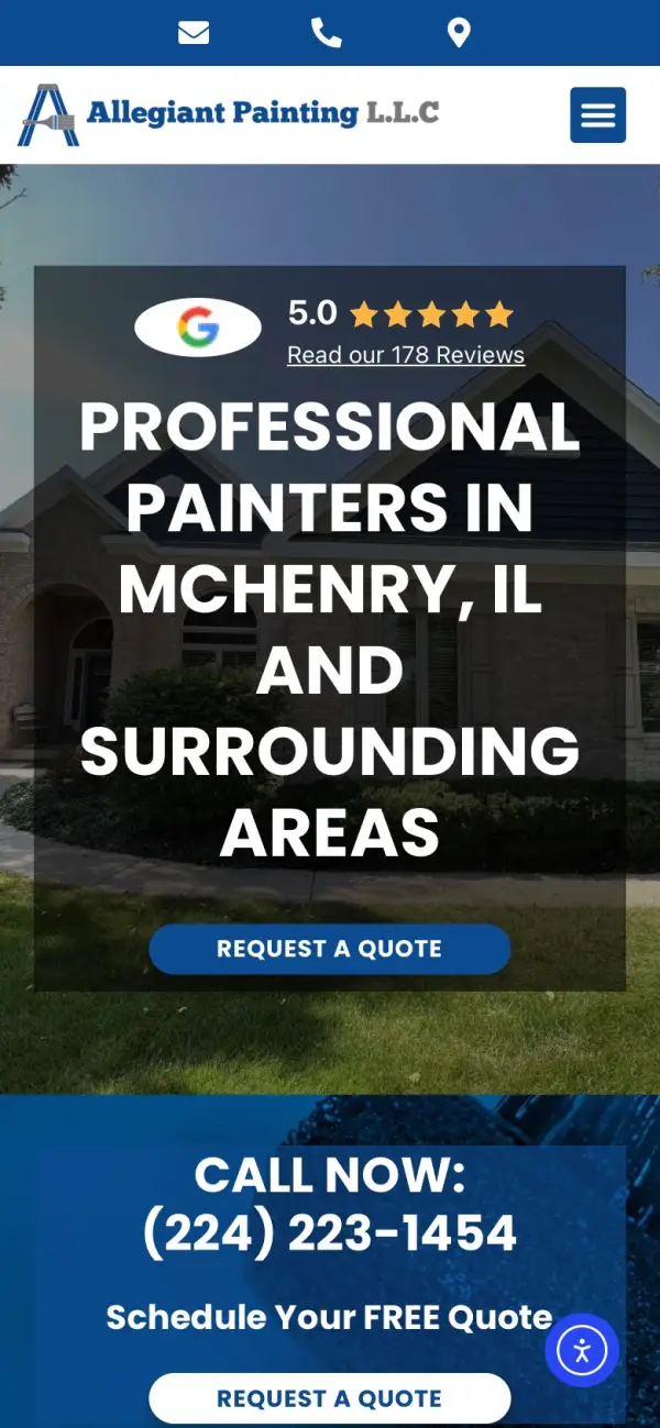 Allegiant Painting, LLC website on a phone