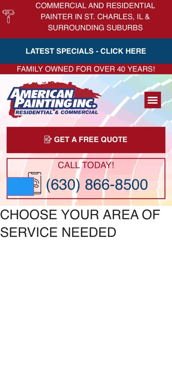 American Painting Inc website on a phone