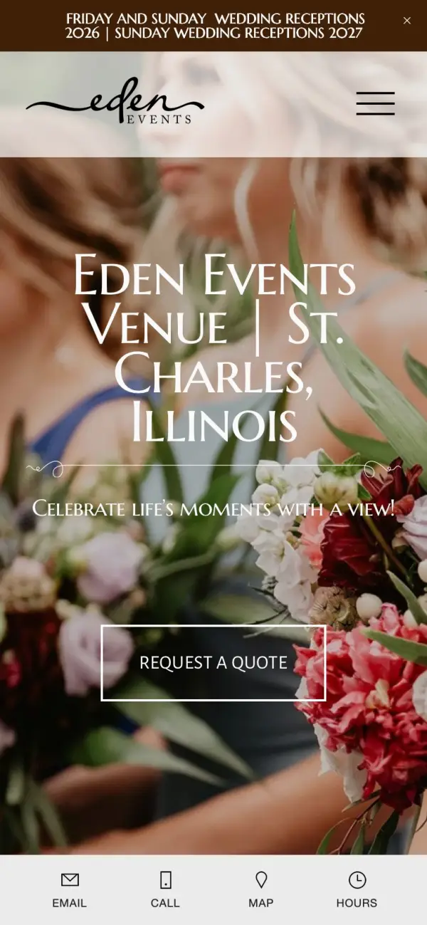 Eden Events website on a phone