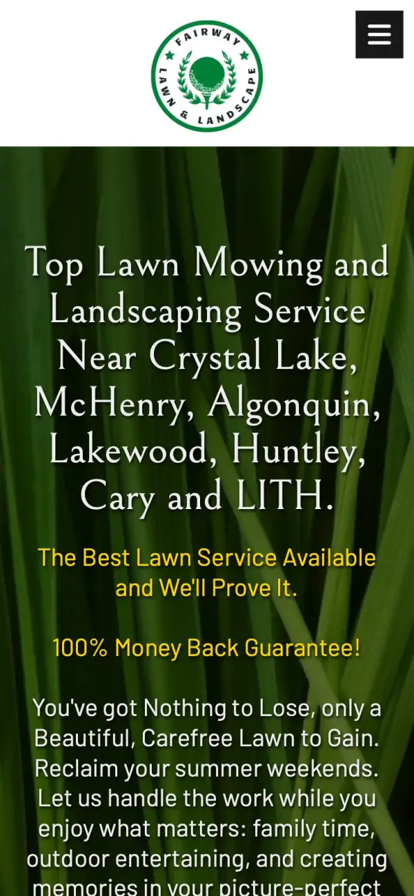 Fairway Lawn & Landscape website on a phone