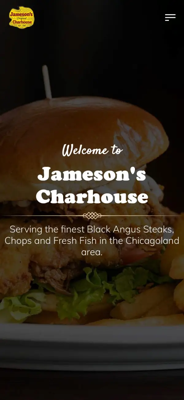 Jameson's Charhouse website on a phone