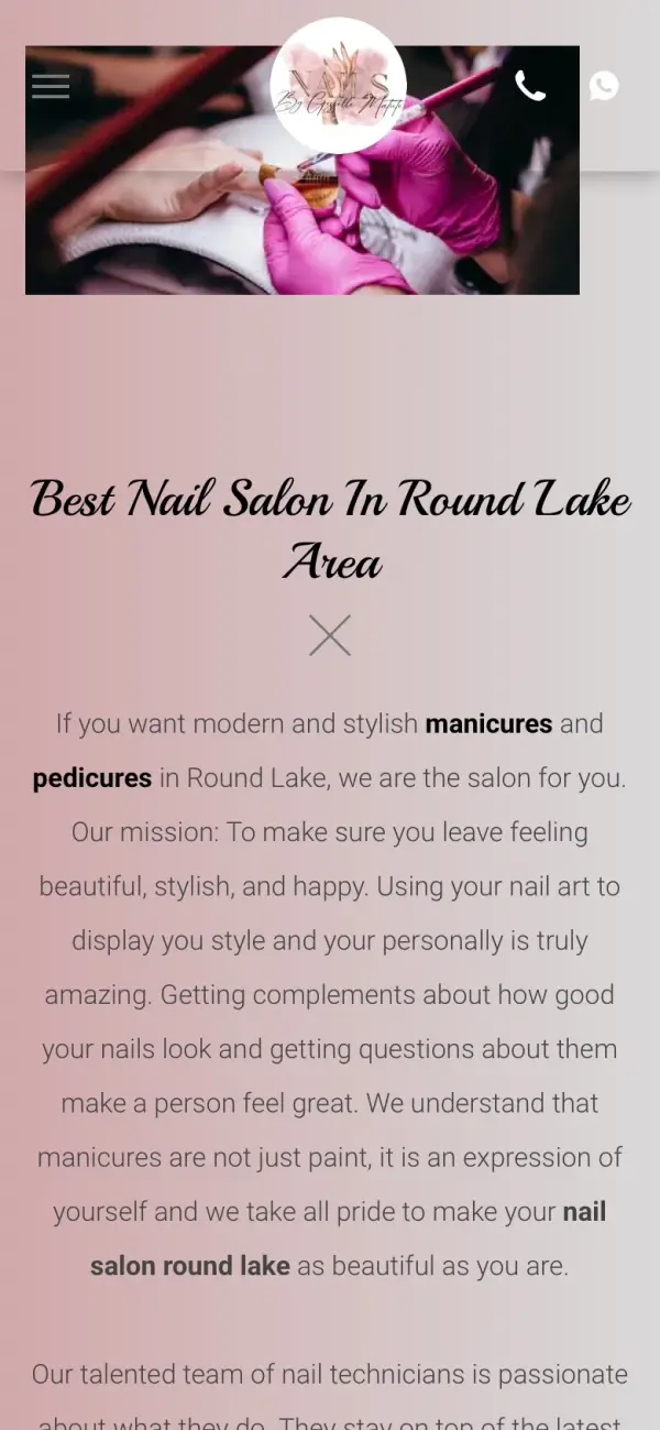 Nails by Gisselle website on a phone