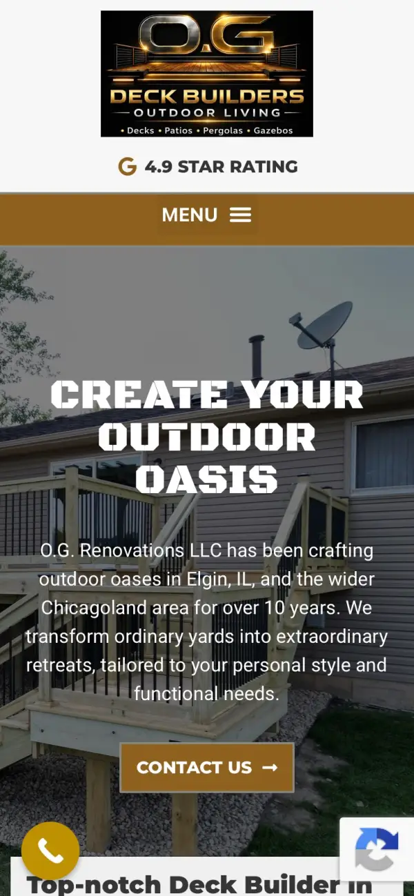 O.G. Renovations website on a phone