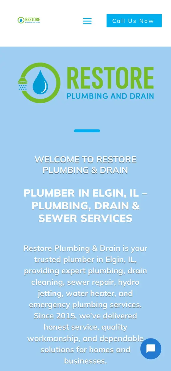 Restore Plumbing & Drain website on a phone