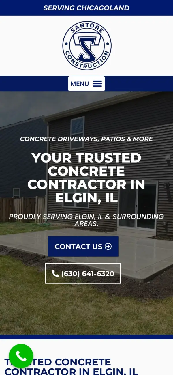 Santore Construction website on a phone