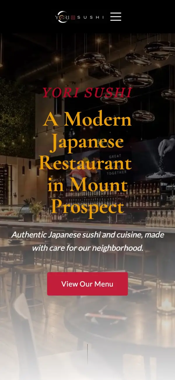 Yori Sushi website on a phone