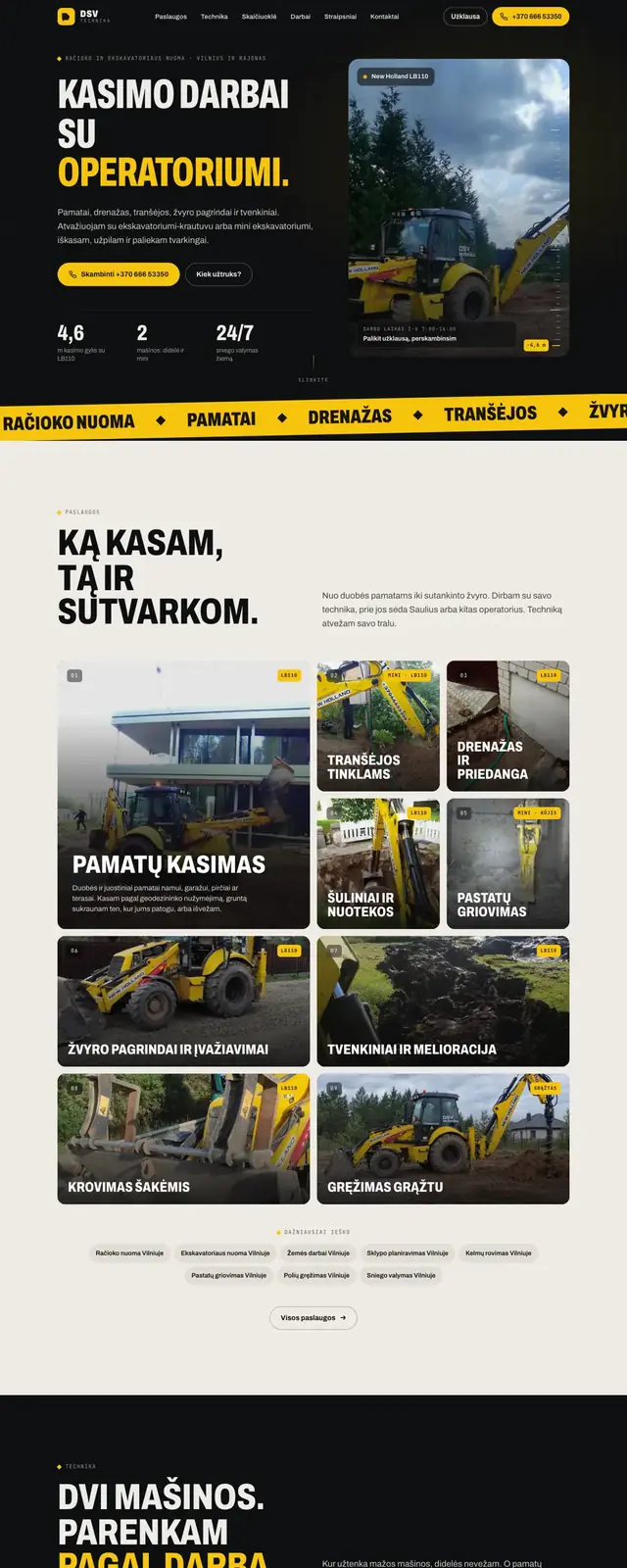 DSV technika website on a phone