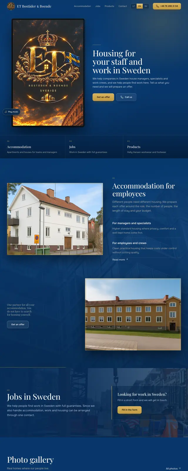 ET Bostäder & Boende website on a phone