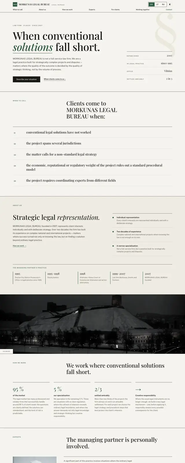 Morkūnas Legal Bureau website on a phone